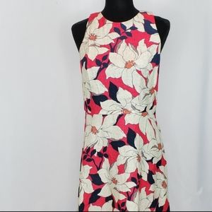 Ann Taylor Linen Hibiscus Midi Dress